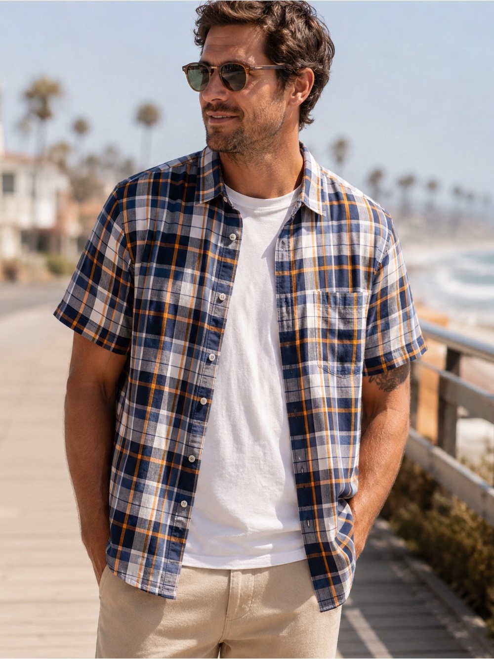 Taylor Stitch Short Sleeve Jack California Button Down Shirt in Size 40 | Medium